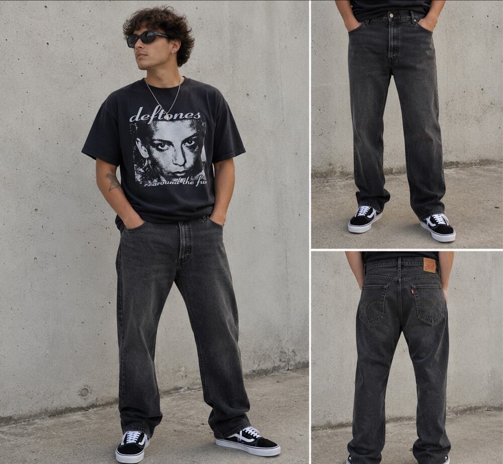 Levi's 505 Black Fade Relaxed Straight Jeans Men's 36x30 Grunge Skater Y2K